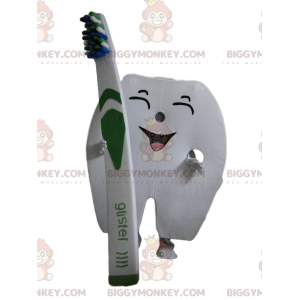 Costume de mascotte BIGGYMONKEY™ de dent géante avec une brosse