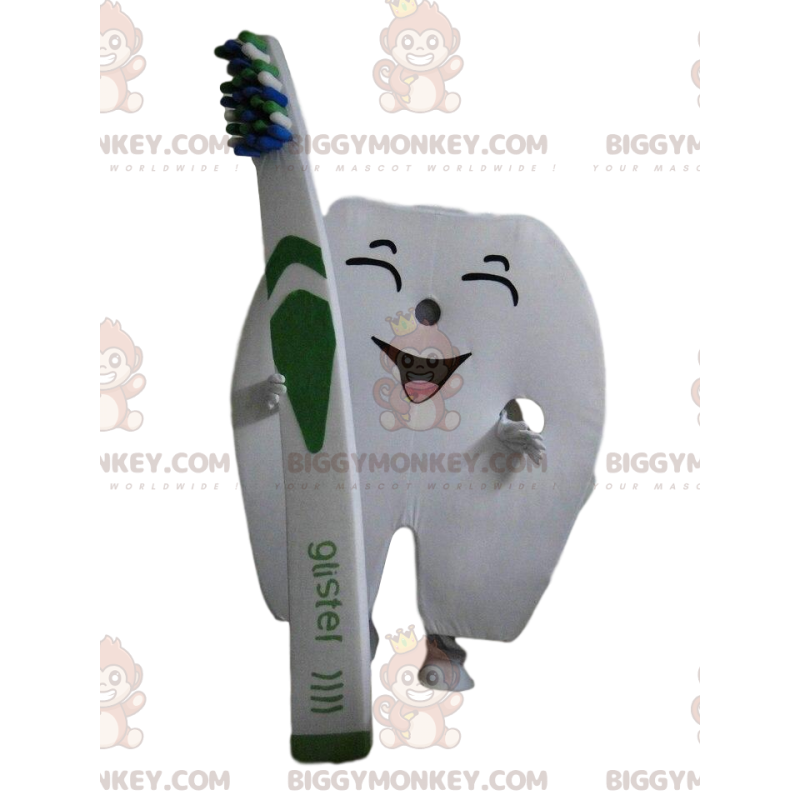 Giant Tooth BIGGYMONKEY™ maskottiasu hammasharjalla - Objekti-maskotit - BIGGYMONKEY_010053 - BiggyMonkey.com