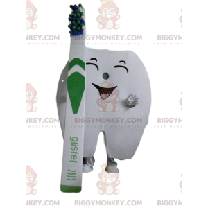 Giant Tooth BIGGYMONKEY™ Mascot Costume with Toothbrush -