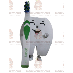 Giant Tooth BIGGYMONKEY™ mascottekostuum met tandenborstel -