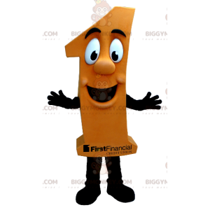 Costume de mascotte BIGGYMONKEY™ du chiffre un orange -