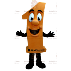 Traje de mascote laranja número um BIGGYMONKEY™ –
