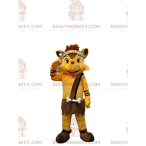 Yellow Fox BIGGYMONKEY™ Mascot Costume Dressed In Cro-Magnon