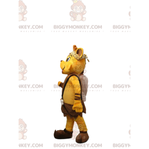 Traje de mascote BIGGYMONKEY™ Raposa Amarela Vestida com Roupa Cro-Magnon