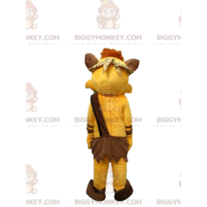 Yellow Fox BIGGYMONKEY™ Maskotdräkt klädd i Cro-Magnon outfit - Räv maskot - BIGGYMONKEY_010061 - BiggyMonkey.com