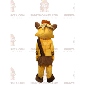 Yellow Fox BIGGYMONKEY™ Mascot Costume Dressed In Cro-Magnon