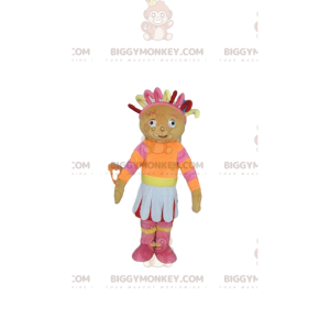 BIGGYMONKEY™ Puppen-Maskottchen-Kostüm, bunte, feminine