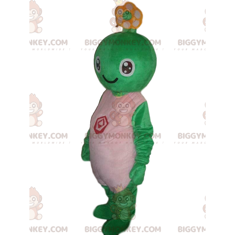 Green Creature BIGGYMONKEY™ Mascot Costume, Smiling Turtle