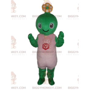 Green Creature BIGGYMONKEY™ Mascot Costume, Smiling Turtle