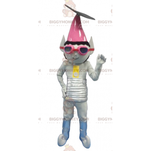 Metallinharmaa Alien Troll BIGGYMONKEY™ maskottiasu -
