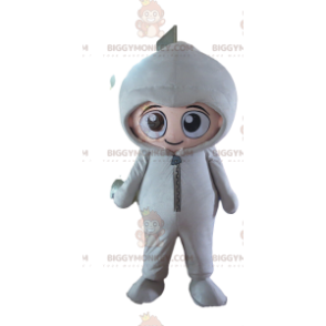 Kid's BIGGYMONKEY™ Mascot Costume Dressed in White Jumpsuit -