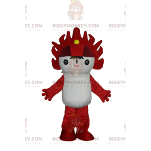 Costume de mascotte BIGGYMONKEY™ de personnage blanc et rouge