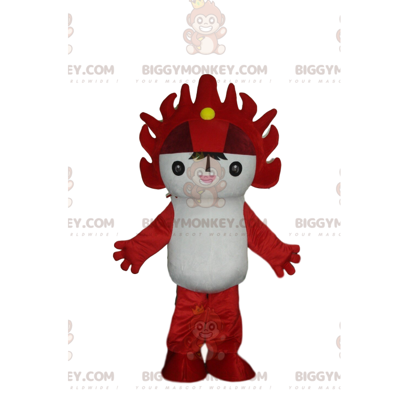 Manga character white and red BIGGYMONKEY™ mascot costume