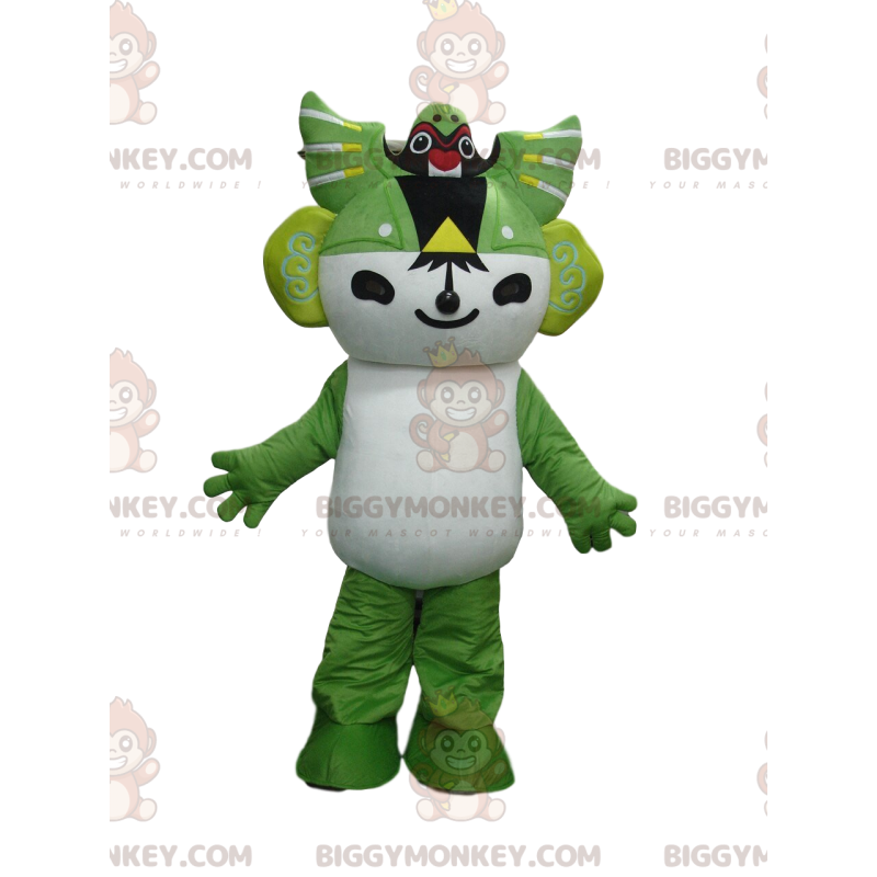 Manga character BIGGYMONKEY™ mascot costume white and green