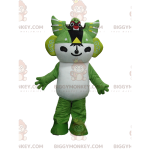Manga-Figur BIGGYMONKEY™ Maskottchen-Kostüm weiß und grün
