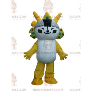 Costume de mascotte BIGGYMONKEY™ de personnage blanc et jaune