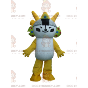 Mangakarakter BIGGYMONKEY™ mascottekostuum wit en geel