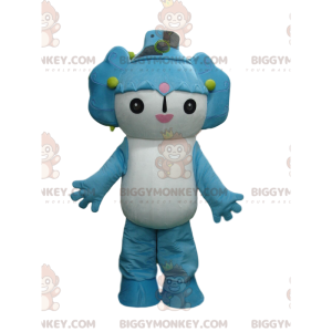Costume de mascotte BIGGYMONKEY™ de personnage blanc et bleu de