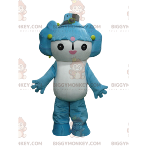 Manga character BIGGYMONKEY™ mascot costume white and blue