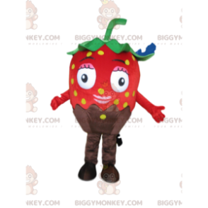 Costume de mascotte BIGGYMONKEY™ de fraise rouge au chocolat
