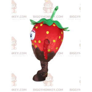 Costume de mascotte BIGGYMONKEY™ de fraise rouge au chocolat