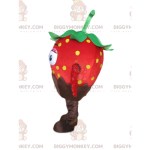 Κόκκινη σοκολάτα φράουλα BIGGYMONKEY™ στολή μασκότ, στολή