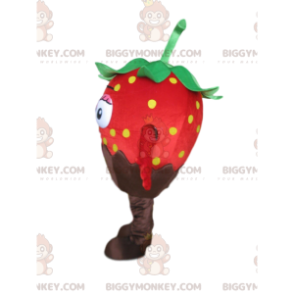 Costume de mascotte BIGGYMONKEY™ de fraise rouge au chocolat