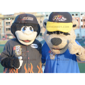 2 BIGGYMONKEY™s-mascottes: een zwarte aap en een bruine beer -