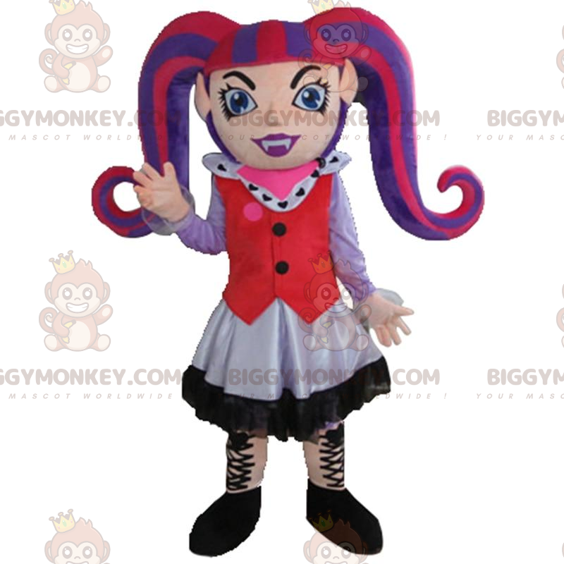 Gothic girl BIGGYMONKEY™ mascot costume, colorful punk girl