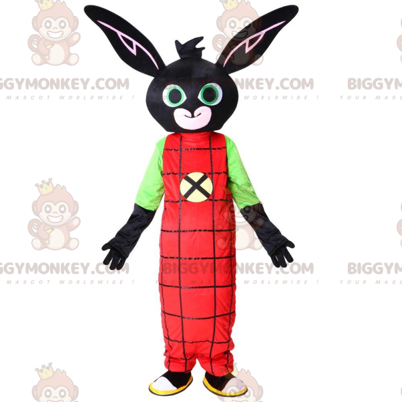 Black Rabbit BIGGYMONKEY™ Mascot Costume with Red Jumpsuit