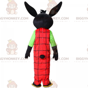 Black Rabbit BIGGYMONKEY™ Mascot Costume with Red Jumpsuit