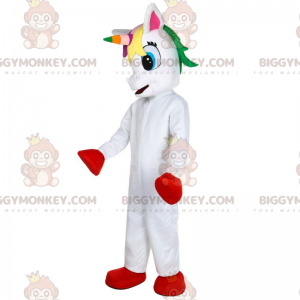 Costume de mascotte BIGGYMONKEY™ de licorne blanche avec la