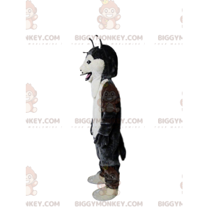 BIGGYMONKEY™ mascotte kostuum zwart-witte husky hond, wolf hond