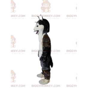 Fato de mascote BIGGYMONKEY™ cão husky preto e branco, fato de