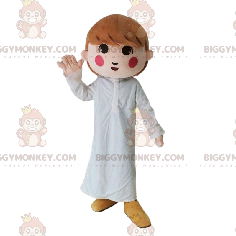 BIGGYMONKEY™ mascottekostuum voor meisje met witte pyjama BIGGYMONKEY™ mascottekostuum voor meisje met witte pyjama