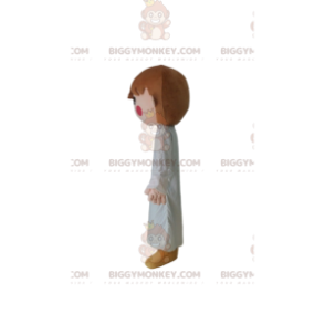 BIGGYMONKEY™ mascot costume for girl with white pajamas, young
