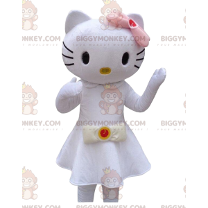 Hello Kitty BIGGYMONKEY™ maskotdräkt klädd i en vacker vit