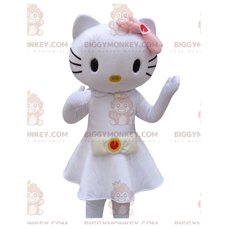 Kostium maskotki Hello Kitty BIGGYMONKEY™ ubrana w piękną białą