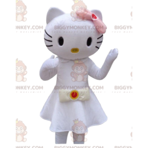 Hello Kitty BIGGYMONKEY™ maskotdräkt klädd i en vacker vit