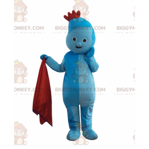 BIGGYMONKEY™ mascot costume of blue character with a red crest