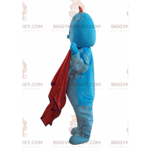 BIGGYMONKEY™ mascot costume of blue character with a red crest