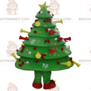 Fantasia de mascote BIGGYMONKEY™ verde decorada para árvore de
