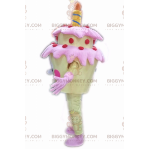 Costume de mascotte BIGGYMONKEY™ de gâteau d'anniversaire