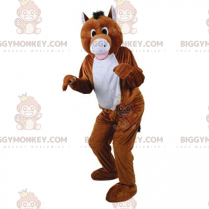 Καφέ και λευκό άλογο BIGGYMONKEY™ στολή μασκότ, στολή ιππασίας