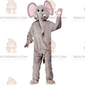 BIGGYMONKEY™ mascot costume gray and pink elephant, pachyderm