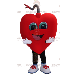 Fantasia de mascote BIGGYMONKEY™ de coração sorridente gigante