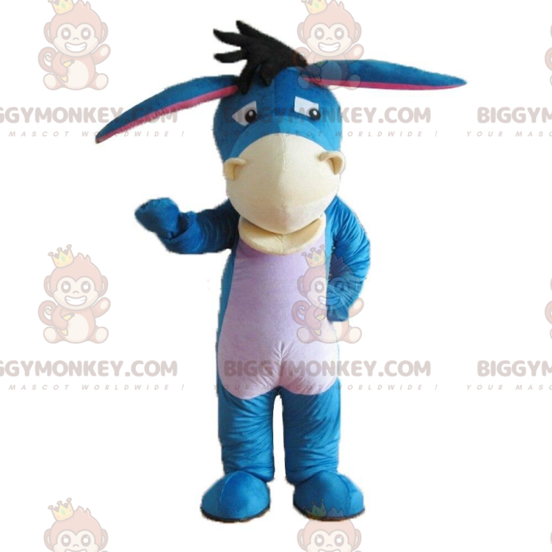 BIGGYMONKEY™ mascot costume of Eeyore, famous blue donkey in