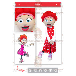 Costume de mascotte BIGGYMONKEY™ de fille aux cheveux rouges -
