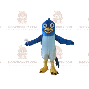 Costume de mascotte BIGGYMONKEY™ de pigeon bleu et jaune