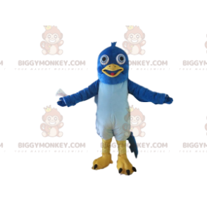 Kostium maskotka niebiesko-żółty gołąb BIGGYMONKEY™, kostium olbrzymiego ptaka - Maskotka ptak - BiggyMonkey.com